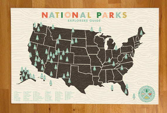 National Parks Checklist Map Print, Find the Perfect Gift for Everyone @WeShopGab